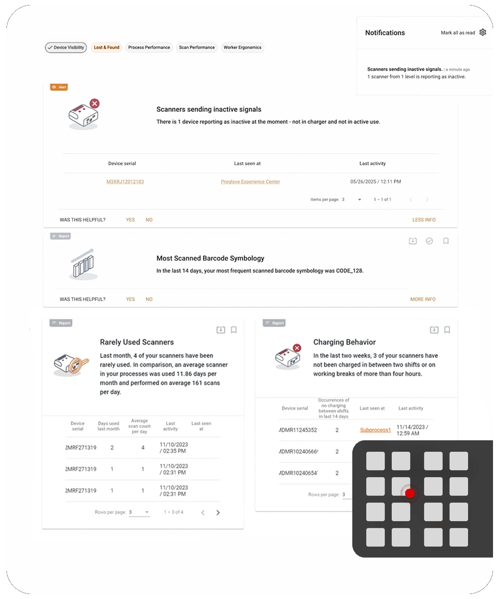 INSIGHT Control screenshot - ProGlove wearable barcode scanners