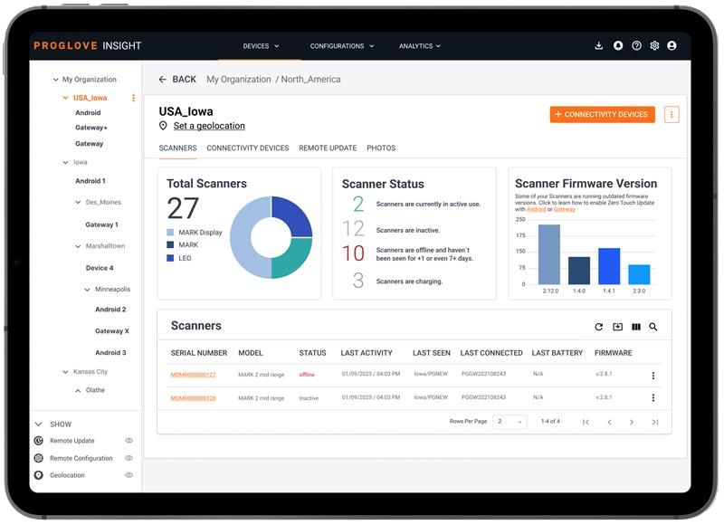 INSIGHT Control app tablet preview image - ProGlove wearable barcode scanners