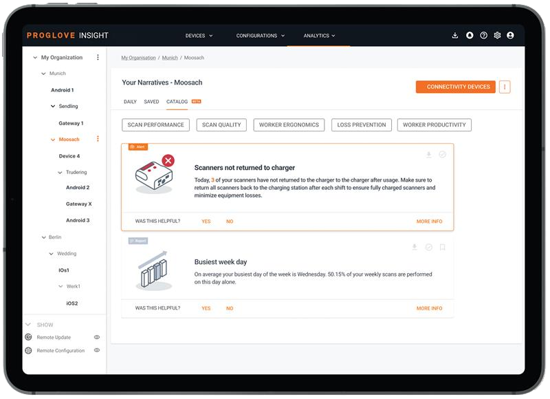 INSIGHT Control app tablet preview image - ProGlove wearable barcode scanners